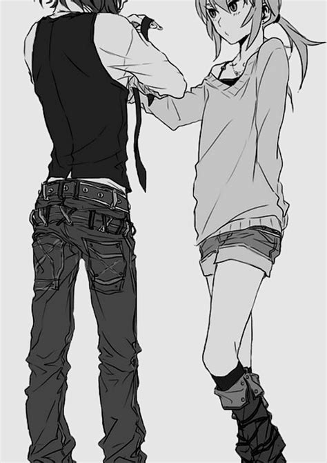Anime Girl And Boy Hugging Drawing