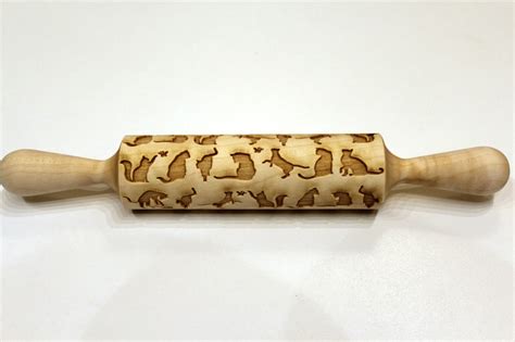 Engraved Rolling Pin Cats Embossing Rolling Pin Valentines Etsy