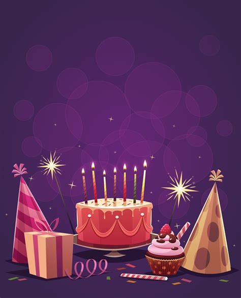 Happy Birthday Purple Background Purple Cake Candle Background Image