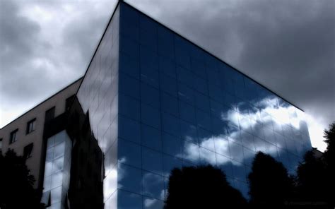 Blue Sky Reflected Blue Architecture Poland Warsaw Stone Glass
