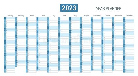 Planejador 2023 Ano Modelo De Calendário Inglês Grade Quadrado