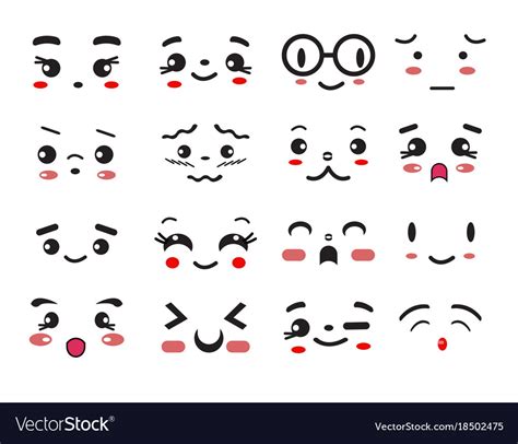 Japanese Set Emotions Emoji Emoji Japanese Kawaii Faces Japanese