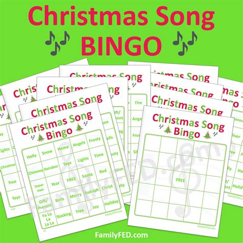 Christmas Song Bingo 10 Printable Cards Plus A Bonus Blank Board For