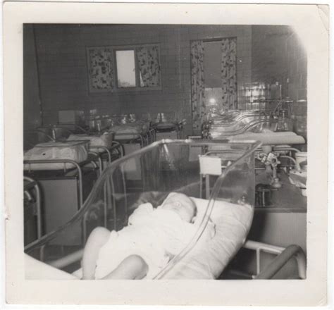 Baby In Hospital Nursery Oldvintage Photo Snapshot G9461 50s 60s