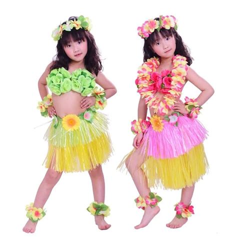 Cheap Plastic Fibers Girls Woman Hawaiian Hula Skirt Hula Grass Costume