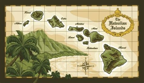 Hawaiian Island Chain Map Deluxe Velour Beach Towel