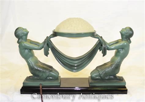 A rare art deco 'pegasus' mascot, by f bazin, french, circa 1925. Antique Art Deco Leverrier Bronze Lamp Offrande - Figurine Table Light