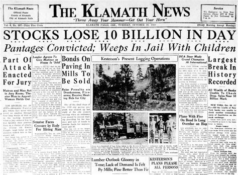 The Great Depression Newspaper Headlines From The 1929 Stock Market Crash Click Americana