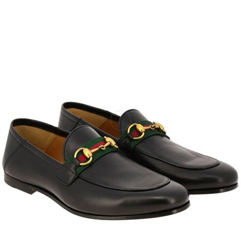 Gucci Brixton Mens Black Leather Horsebit Loafers With Web Size 105