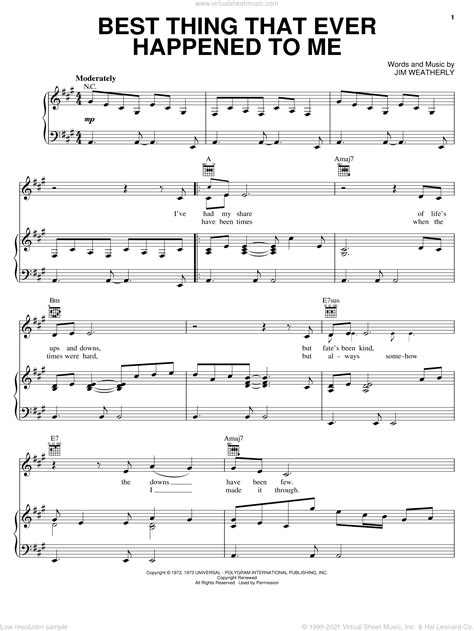 Best Thing That Ever Happened To Me Sheet Music For Voice Piano Or Guitar