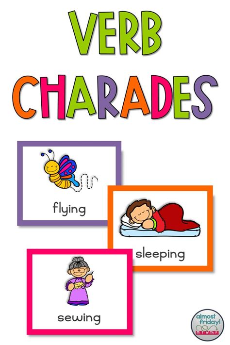 Verb Charades Fun Grammar Games Grammar Skills Elementary Games