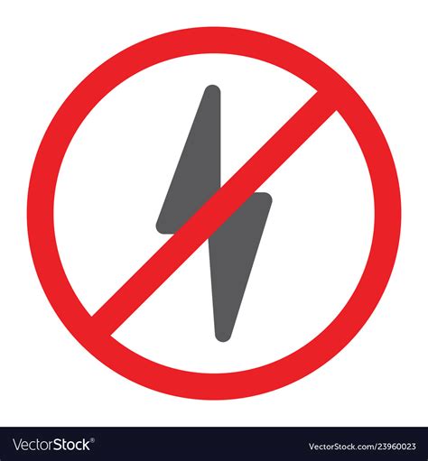 No Electricity Glyph Icon Prohibited And Ban No Vector Image