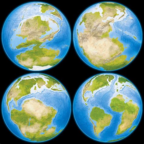 Prehistoric Globes Illustrations Showing The Earth During The