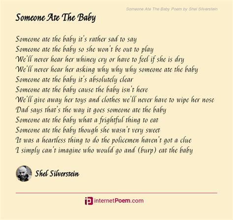 Someone Ate The Baby Poem By Shel Silverstein