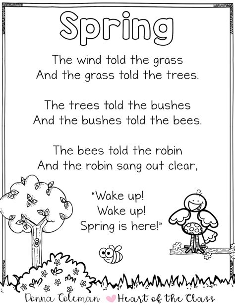 Spring Poem Preschool Poems Poetry For Kids Kids Poems