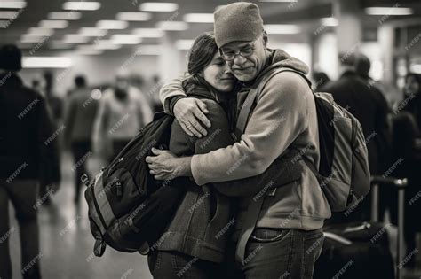 Premium AI Image | heartfelt farewell at a boarding gate with your