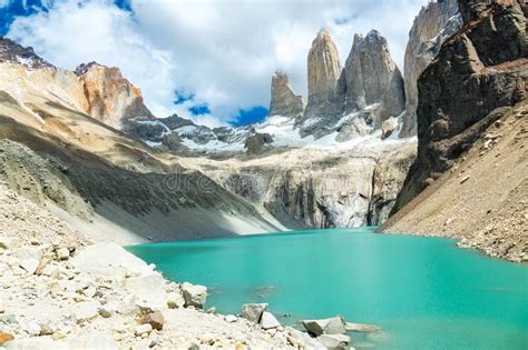 Mountain Lake In National Park Torres Del Paine Landscape Of Patagonia