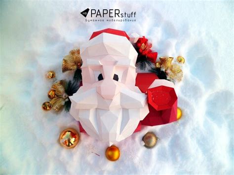 Santa Claus Paper Santa Paper Model 3d Model Papercraft Etsy