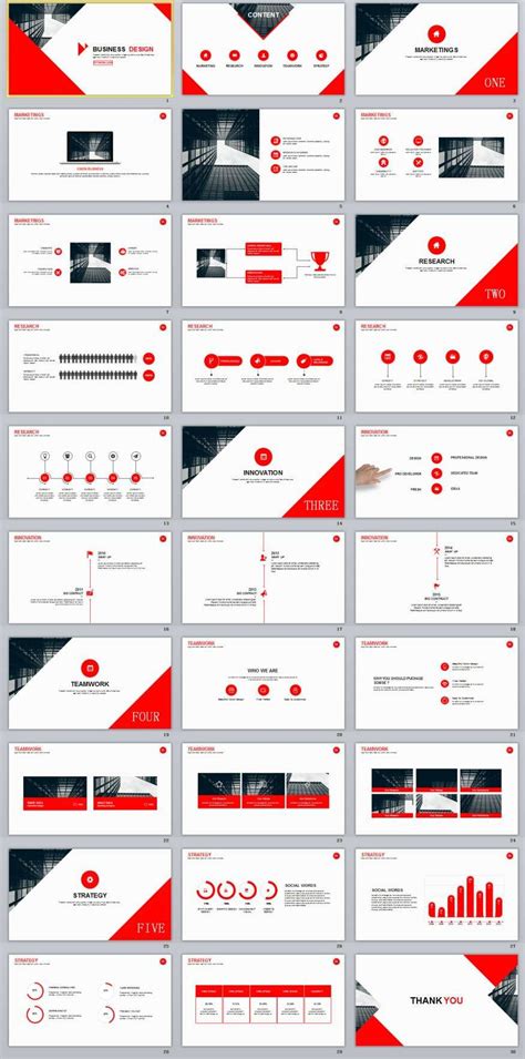 30 Red Business Multipurpose Powerpoint Templates Powerpoint Design