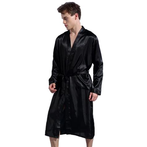 black long sleeve chinese men rayon robes gown new male kimono bathrobe sleepwear nightwear