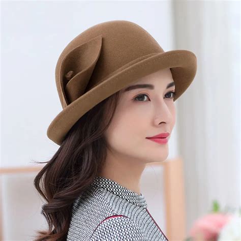 Female Autumn And Winter Woolen Hats Lady Party Formal Fedora Hats