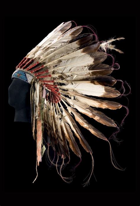 usa warrior s headdress plains indians sioux felt cloth feathers glass bead… native