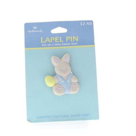 Hallmark Easter Hat Lapel Pin Bunny Rabbit With An Easter Egg