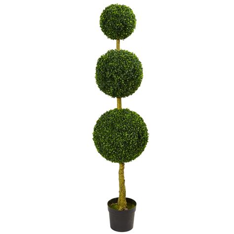 Nearly Natural 55 Ft Triple Ball Boxwood Artificial Topiary Tree Uv