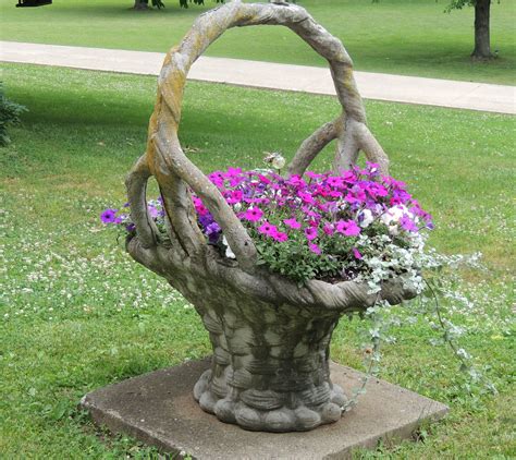 Concrete Flower Basket Bright Color Garden Decor