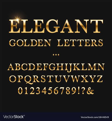 Elegant Golden Letters Shiny Gold Alphabet Vector Image