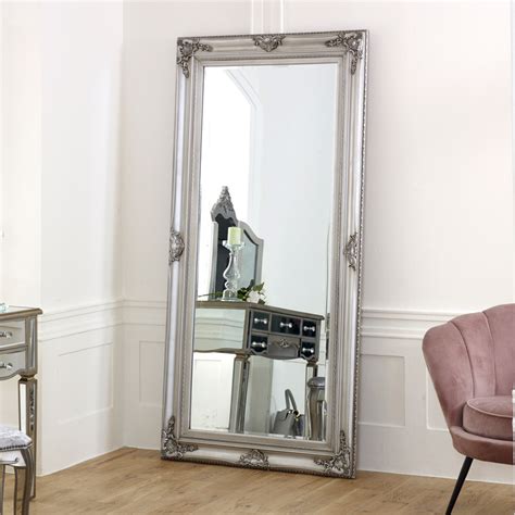 Extra Large Ornate Silver Wallfloor Mirror Melody Maison