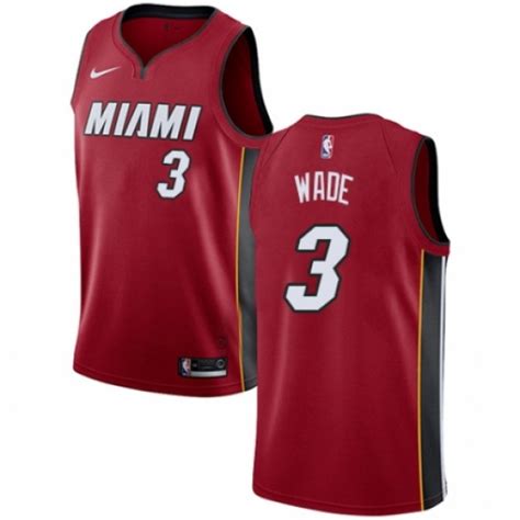 Mens Nike Miami Heat 3 Dwyane Wade Authentic Red Nba Jersey Statement