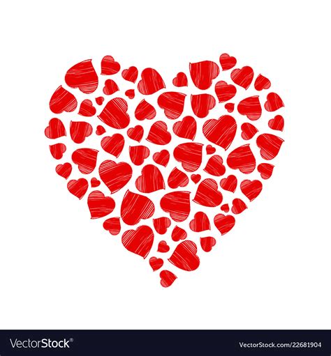 Heart Made Of Hand Drawn Red Hearts Royalty Free Vector