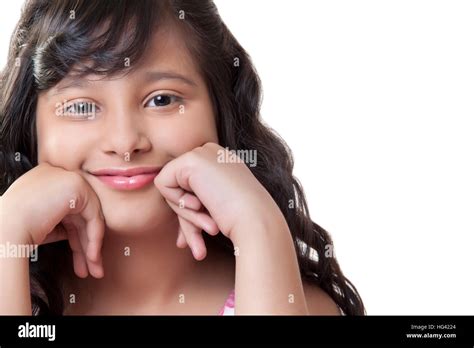 Portrait Of A Girl With Her Hand On Her Cheek Stock Photo Alamy
