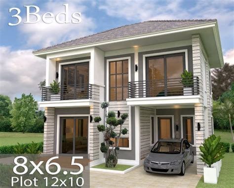 Three Bedroom Two Storey House Plan With 96 Sq M Floor Area Cool