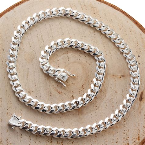 8 5mm Width Heavy Men S Solid Sterling Silver Miami Cuban Curb Chain