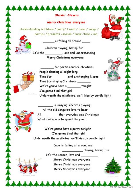 Merry Christmas Everyone Song Song A Fran Ais Fle Fiches Pedagogiques