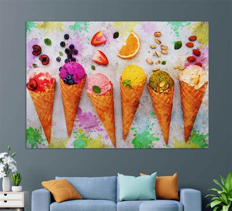 Ice Cream Canvas Print Ice Cream Wall Art Ice Cream Print Etsy
