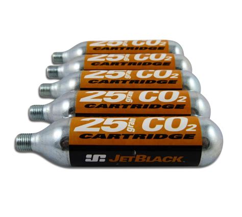 5 X 25gm Co2 Cartridges Jet Black Brand Larger Size For Mountain