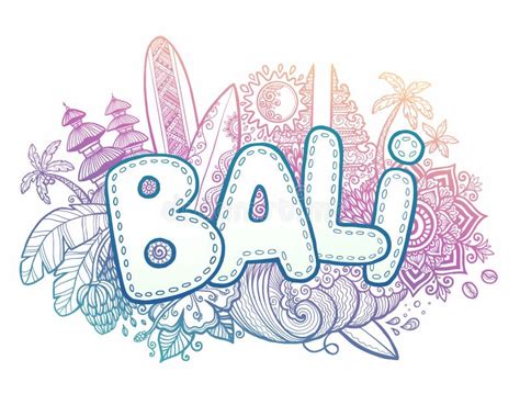 Bali Sign On Hand Drawn Doodle Stock Illustration Illustration Of