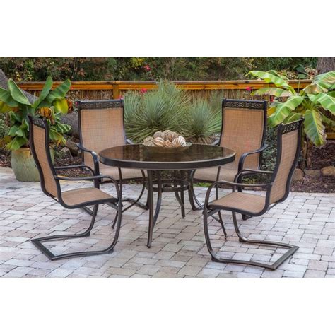 Shop Hanover Monaco 5 Piece Outdoor Dining Set With C Spring Chairs And