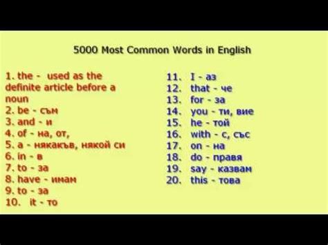5000 Most Common Words in English (1 - 100) - YouTube