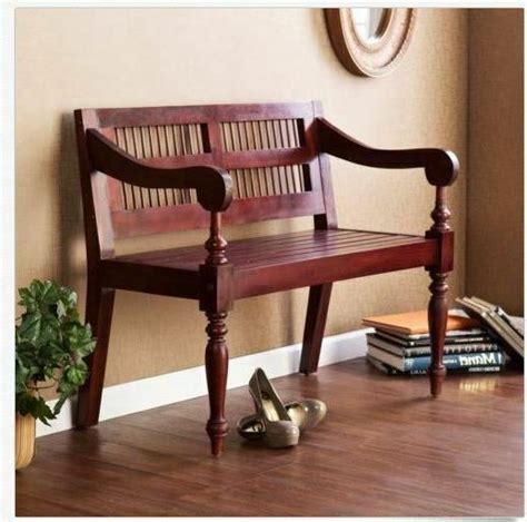 Indoor Bench Wood Seat Entryway Foyer Bedroom Mahogany