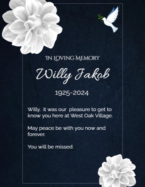 Funeral Memoriam Card Template Design Postermywall