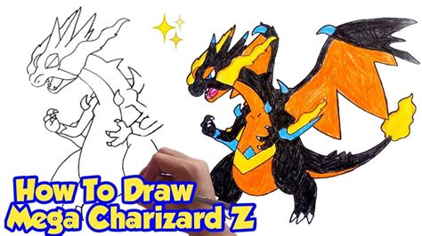How To Draw Mega Charizard Z Xy Fusion Pokemon Step By Step
