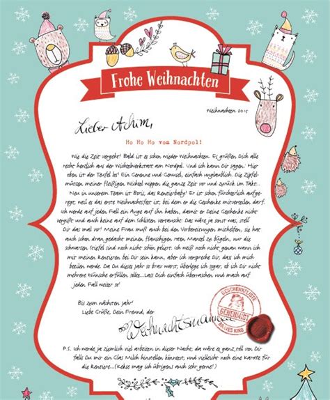 Einen brief vom weihnachtsmann, dem christkind oder nikolaus bekommen? Vorlage Brief Vom Christkind Word : Personalisieter Brief ...