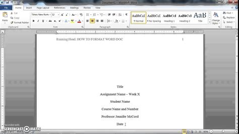 How To Write A Paper In Apa Format Using Microsoft Word 2010