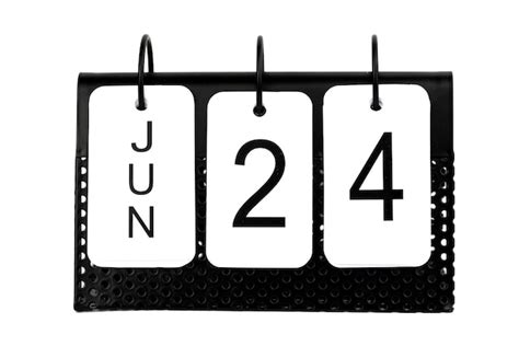 Premium Photo 24th Of June Date On The Metal Calendar