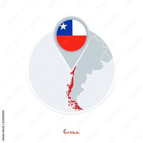 Chile Map And Flag Vector Map Icon With Highlighted Chile Stock Vector