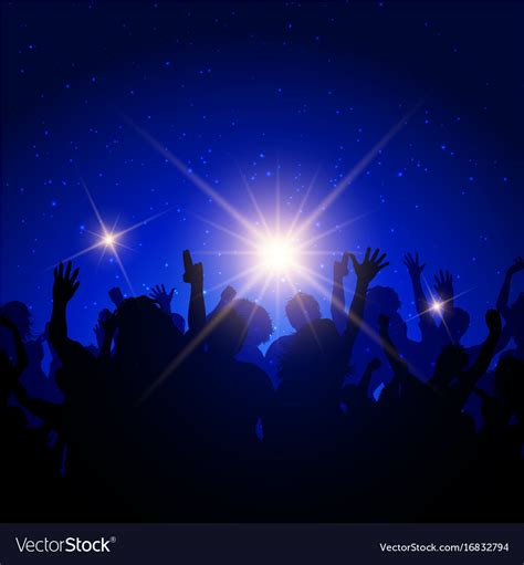 Party Crowd On Night Sky Background Royalty Free Vector